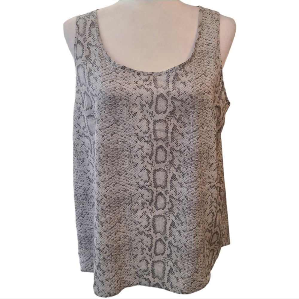 Attention Snakeskin Print Back Slit Tank Blouse